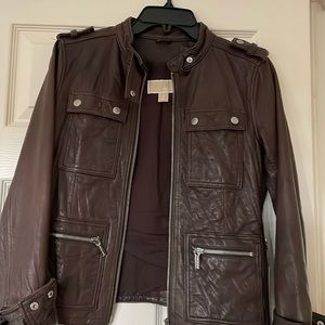 Michel Kors leather jacket in motor distressed style